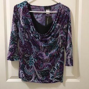 Brittany Black silky dressy top- NWT- petite small